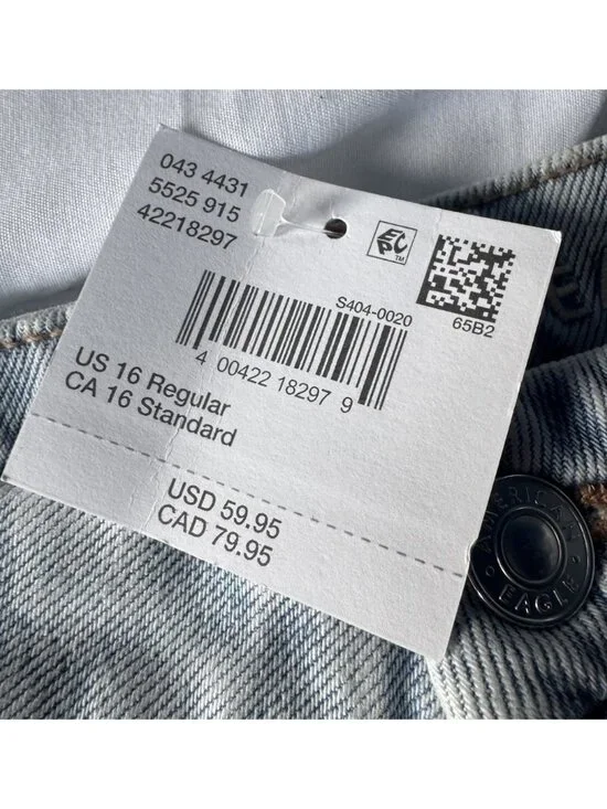 American Eagle Curvy Stovepipe Jeans Women’s Sz 16 (33W)  Light Wash NWT - Picture 9 of 16